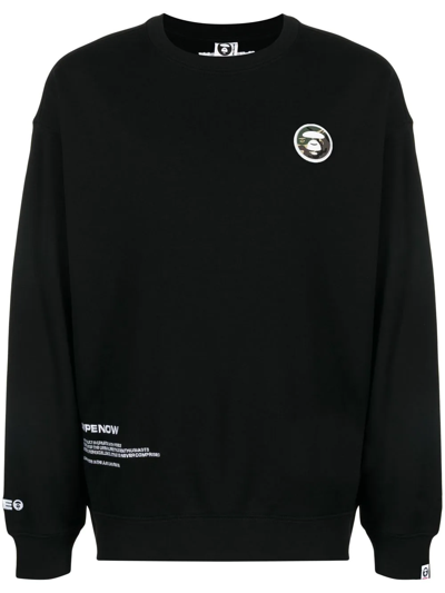 Shop Aape By A Bathing Ape Logo-patch Crew-neck Sweatshirt In Schwarz