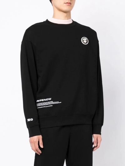 Shop Aape By A Bathing Ape Logo-patch Crew-neck Sweatshirt In Schwarz