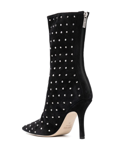 Shop Paris Texas 100mm Crystal-embellished Pointed Boots In Schwarz