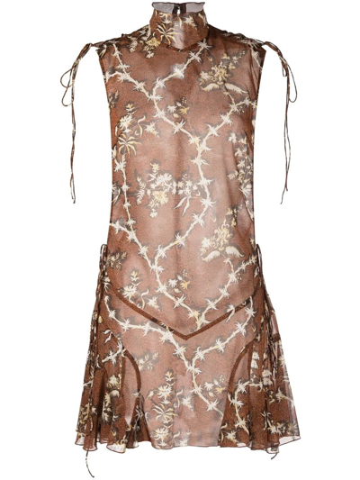 Shop Knwls October Silk Mini Dress In Braun