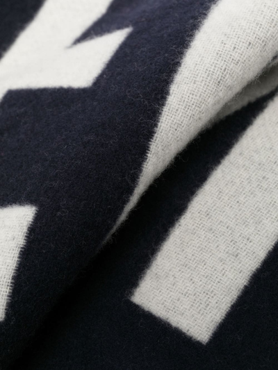 Jacquemus L Harpe Blue Oversize Scarf With Jacquard Motif In Wool Man In Blau