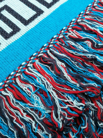 Shop Alanui Intarsia-knit Blanket In Blau