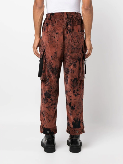 Shop Song For The Mute Tie-dye Layered-pocket Trousers In Rust