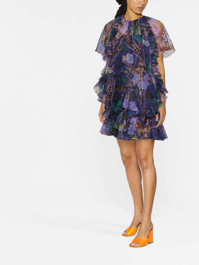 Dsquared2 Ruffle-detail Mini Dress In Blau