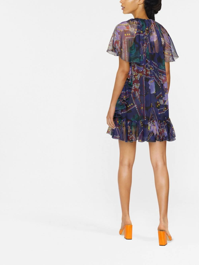 Dsquared2 Ruffle-detail Mini Dress In Blau