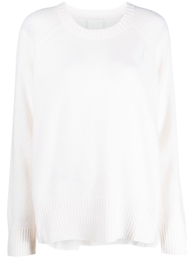 Shop Allude Crew-neck Cashmere Jumper In Weiss