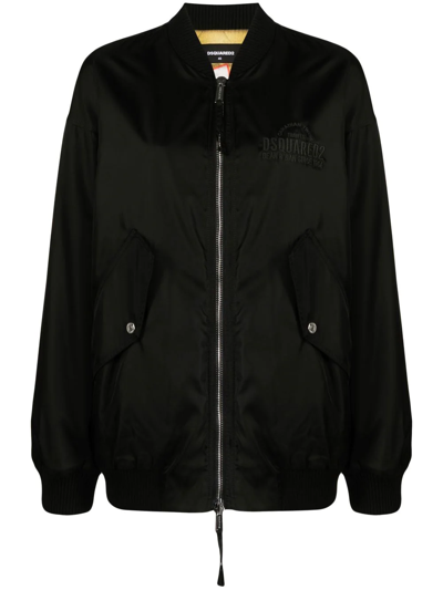 Shop Dsquared2 Embroidered-logo Bomber Jacket In Schwarz