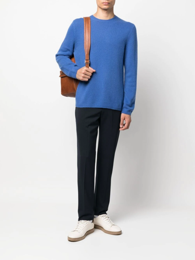 Shop Vince Crew-neck Cashmere Jumper In Blau