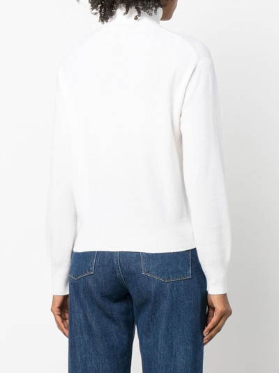 Shop Allude Roll-neck Cashmere Jumper In Weiss