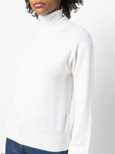 Shop Allude Roll-neck Cashmere Jumper In Weiss