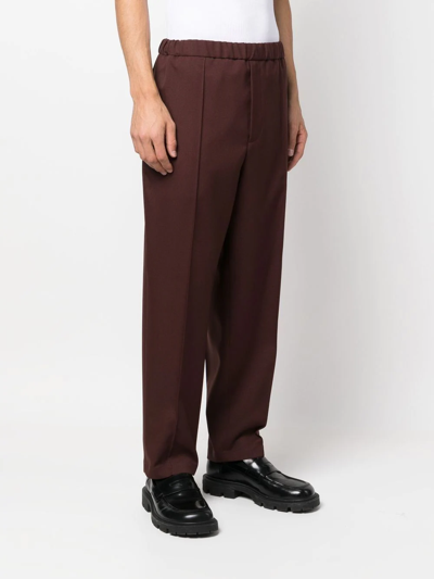 Shop Jil Sander Elasticated-waist Straight-leg Trousers In Braun