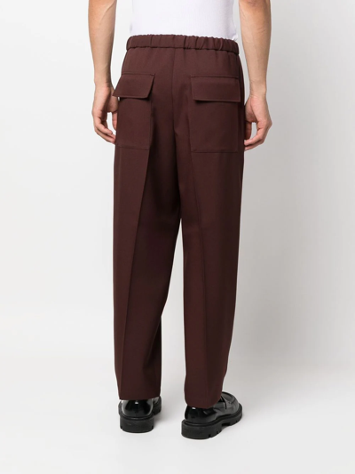 Shop Jil Sander Elasticated-waist Straight-leg Trousers In Braun
