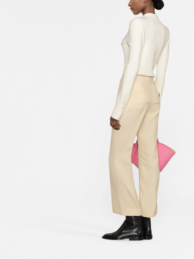 Shop Jil Sander High-waisted Flared Trousers In Nude