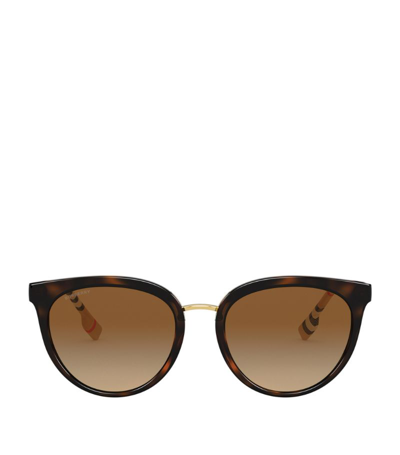 Shop Burberry Tortoiseshell Round Sunglasses In Brown