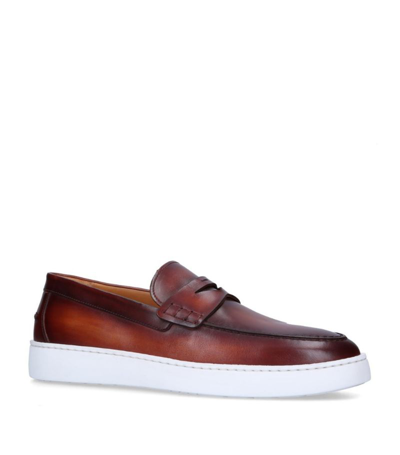 Shop Magnanni Leather Hybrid Loafers In Brown