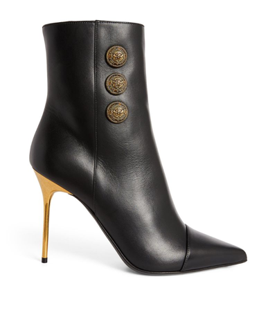 Shop Balmain Leather Roni Ankle Boots 105 In Black