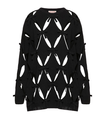 Shop Valentino Wool Cut-out Sweater In Black