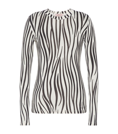 Shop Valentino Zebra Print Long-sleeved T-shirt In White