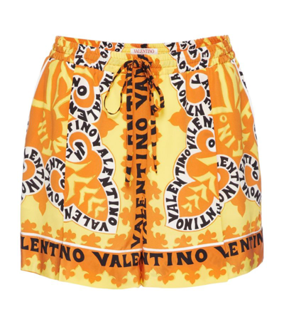 Shop Valentino Silk Patterned Shorts In Multi