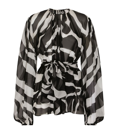 Shop Dolce & Gabbana Silk Zebra Print Blouse In Multi