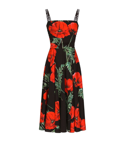 Shop Dolce & Gabbana Poppy Print Midi Dress In Multi