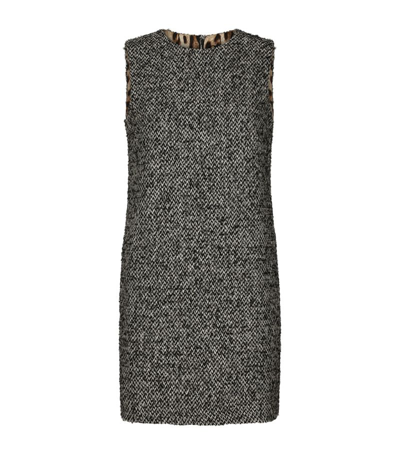 Shop Dolce & Gabbana Tweed Mini Shift Dress In Multi