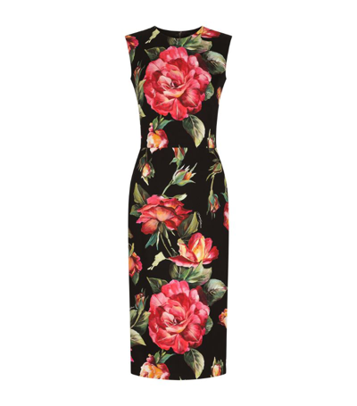 Shop Dolce & Gabbana Silk Floral Midi Dress In Multi
