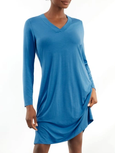 Shop Hanro Champagne Knit Sleep Shirt In Turquoise