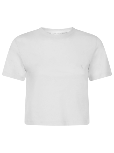 Shop Saint Laurent Monogram T-shirt In White