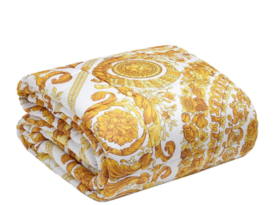 Shop Versace Barocco Print Padded Blanket In White
