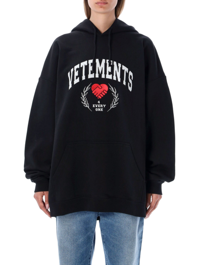 Shop Vetements Solidarity Embroidered Hoodie In Black