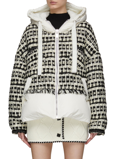 Shop Khrisjoy 'puff Khris' Tweed Hooded Puffer Jacket In Multi-colour