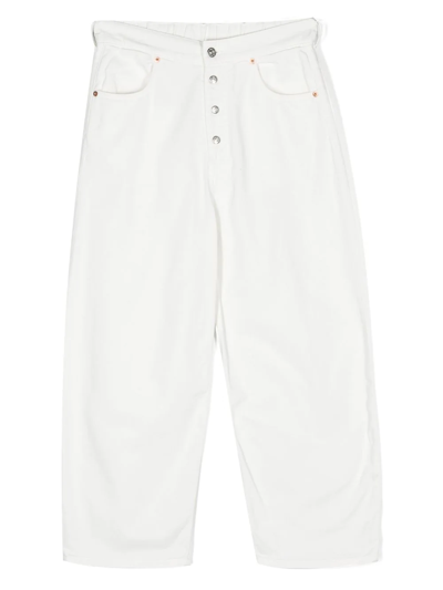 Shop Mm6 Maison Margiela Teen Exposed-buttons Straight Leg Jeans In White