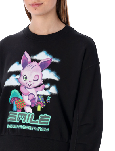 Shop Stella Mccartney Smile Bunny Print Sweatshirt In Black
