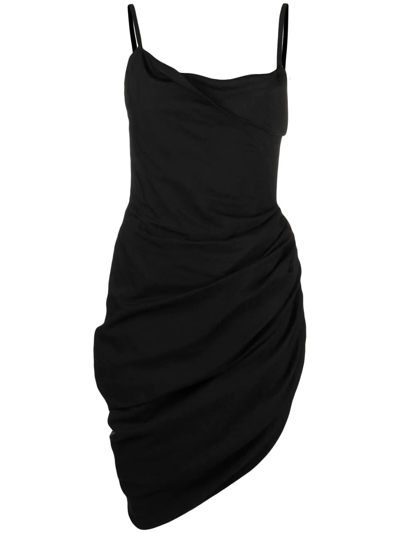Shop Jacquemus Saudade Draped Dress In Black