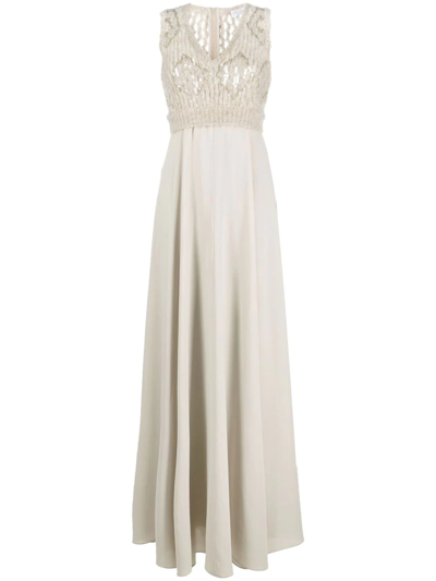 Brunello Cucinelli Sequin-embellished Sleeveless Gown In Neutrals