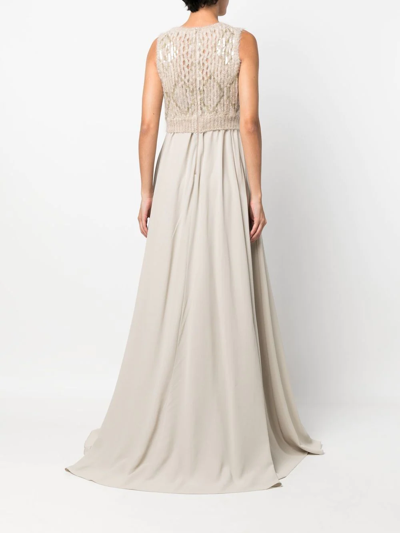 Brunello Cucinelli Sequin-embellished Sleeveless Gown In Neutrals