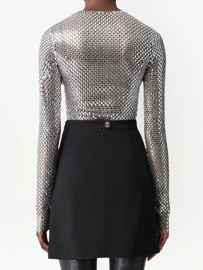 Shop Burberry Metallic Paillette-embellished Mesh Top In Silver