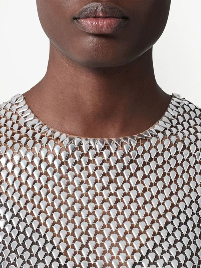 Shop Burberry Metallic Paillette-embellished Mesh Top In Silver
