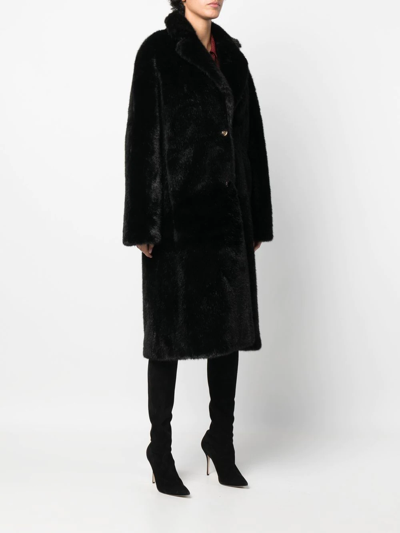 Philipp Plein Skull-print Faux-fur Coat In Black