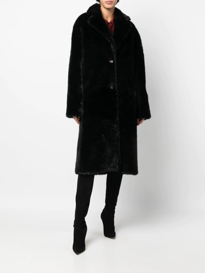 Shop Philipp Plein Skull-print Faux-fur Coat In Black