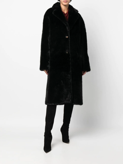 Philipp Plein Skull-print Faux-fur Coat In Black