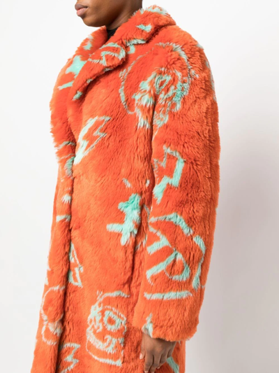 Philipp Plein Faux-fur Monogram Jacket In Orange