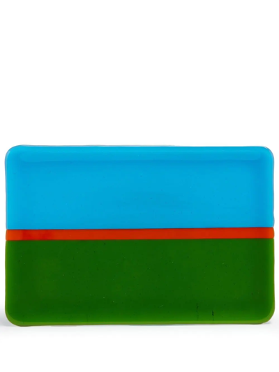 Shop Les-ottomans Murano Colour-block Tray In Blue