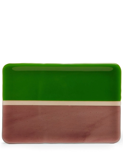 Shop Les-ottomans Murano Colour-block Tray In Green