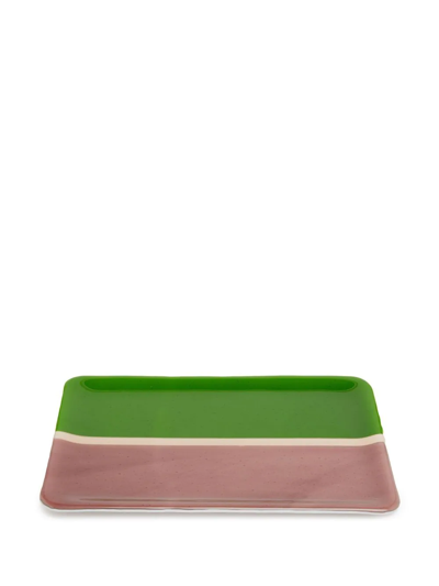 Les-ottomans Murano Colour-block Tray In Green