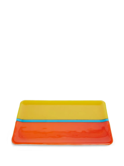 Shop Les-ottomans Murano Colour-block Tray In Yellow