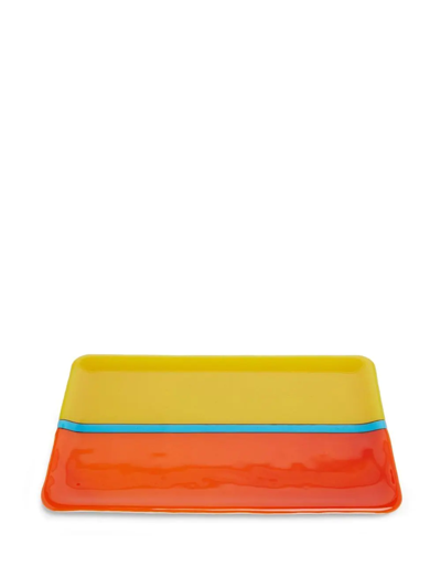 Les-ottomans Murano Colour-block Tray In Yellow