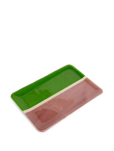 Les-ottomans Murano Colour-block Tray In Green