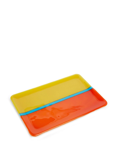 Shop Les-ottomans Murano Colour-block Tray In Yellow